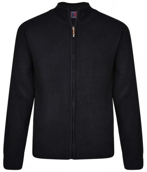 Kam Jeans 68 Casual Zip Thru Knitted Jumper Navy - Gensere og hettegensere - Store hettegensere - 2XL-14XL