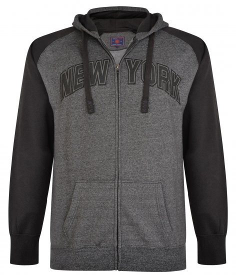 Kam Jeans Zip Thru Hoody Black - Gensere og hettegensere - Store hettegensere - 2XL-14XL