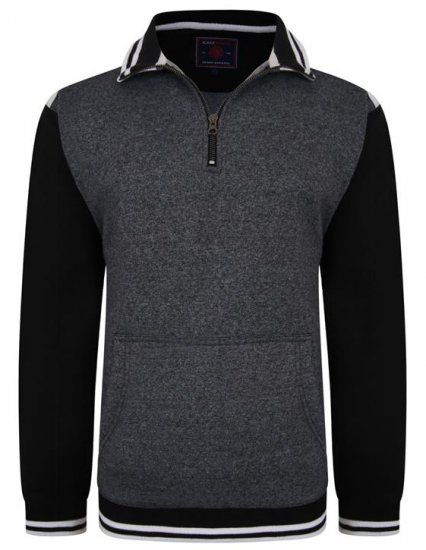 Kam Jeans 7032 Casual Sweater Black - Gensere og hettegensere - Store hettegensere - 2XL-14XL