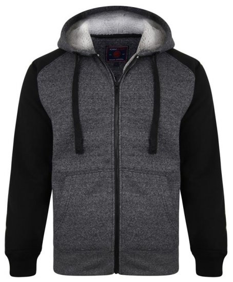 Kam Jeans 7037 Sherpa Raglan Hoodie Black - Gensere og hettegensere - Store hettegensere - 2XL-14XL