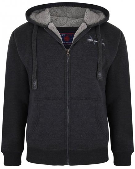 Kam Jeans 7038 Sherpa Lined Hoodie Charcoal - Gensere og hettegensere - Store hettegensere - 2XL-14XL