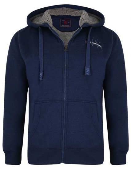 Kam Jeans 7038 Sherpa Lined Hoodie Indigo - Gensere og hettegensere - Store hettegensere - 2XL-14XL