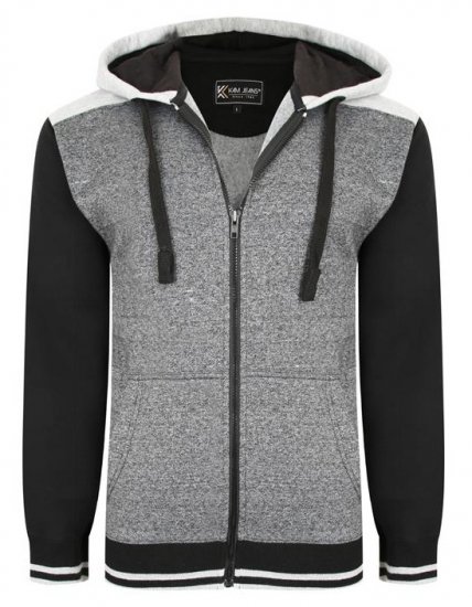Kam Jeans 7042 Zip Thru Panelled Hoody Charcoal - Gensere og hettegensere - Store hettegensere - 2XL-14XL
