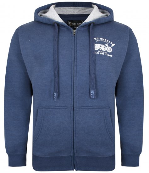 Kam Jeans 7043 Full Throttle Hoodie Indigo - Gensere og hettegensere - Store hettegensere - 2XL-14XL
