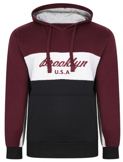 Kam Jeans 7046 Over Head Brooklyn Hoodie Burgundy - Gensere og hettegensere - Store hettegensere - 2XL-14XL