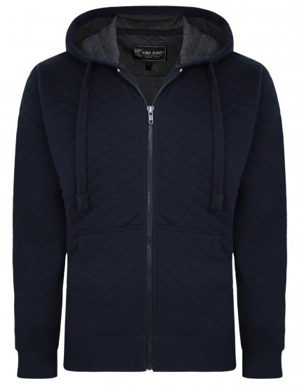 Kam Jeans 7051 Quilted Jersey Zip Thru Hoody Navy - Gensere og hettegensere - Store hettegensere - 2XL-14XL