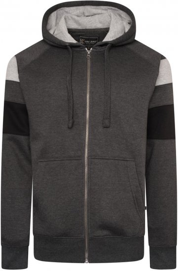 Kam Jeans 7069 Cut & Saw Zip Thru Hoody Charcoal - Gensere og hettegensere - Store hettegensere - 2XL-14XL