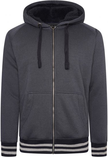 Kam Jeans 7074 Zip Thru Sherpa Hoody with Contrast Cuff/Hem Dark Grey - Gensere og hettegensere - Store hettegensere - 2XL-14XL