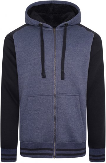 Kam Jeans 7075 Raglan Zip Thru Sherpa Hoodie Royal Blue - Gensere og hettegensere - Store hettegensere - 2XL-14XL