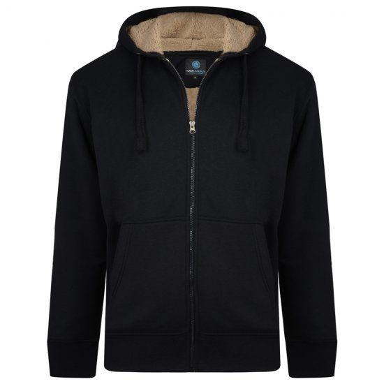 Kam Jeans 709 Sherpa Lined Hoodie Black - Gensere og hettegensere - Store hettegensere - 2XL-14XL