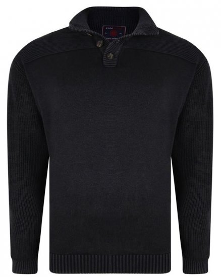 Kam Jeans 78 Washed Effect Knitted Black Winter Jumper - Gensere og hettegensere - Store hettegensere - 2XL-14XL