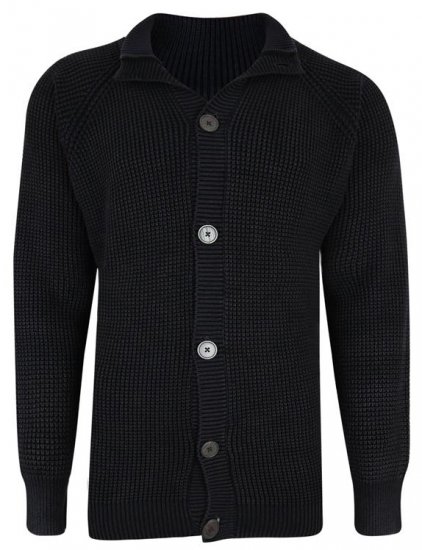 Kam Jeans 79 Washed Effect Knitted Black Cardigan - Gensere og hettegensere - Store hettegensere - 2XL-14XL