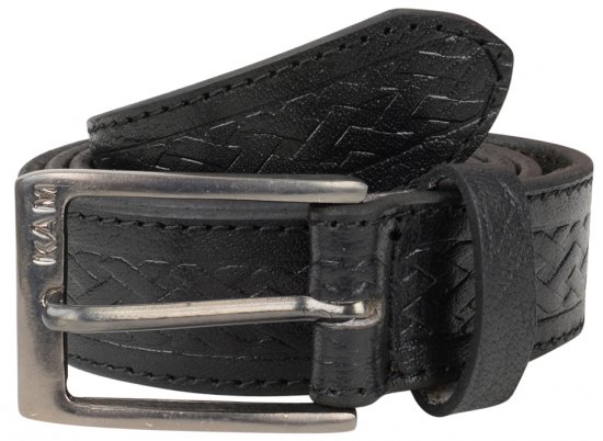 Kam Jeans 919 Weave Pattern Leather Belt Black - Belter - Lange belter - W40-W70/2XL-8XL