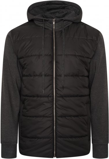 Kam Jeans KV135 Quilted Zip Thru Hoody with Padded Body & Jersey Sleeves Black TALL SIZES - HERREKLÆR MT-6XLT - Klær for høye menn