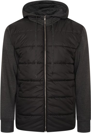 Kam Jeans KV135 Quilted Zip Thru Hoody with Padded Body & Jersey Sleeves Black - Jakker - Store jakker - 2XL-12XL