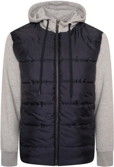 Kam Jeans KV135 Quilted Zip Thru Hoody with Padded Body & Jersey Sleeves Navy TALL SIZES - HERREKLÆR MT-6XLT - Klær for høye menn
