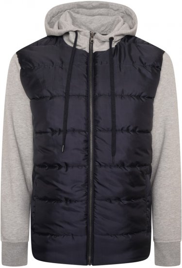 Kam Jeans KV135 Quilted Zip Thru Hoody with Padded Body & Jersey Sleeves Navy - Jakker - Store jakker - 2XL-12XL