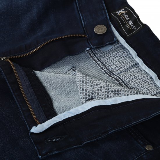 Kam Jeans Nunez Knitted Denim Stretch Fashion Jeans Dark Blue - Jeans og bukser - Store Bukser og Store Jeans