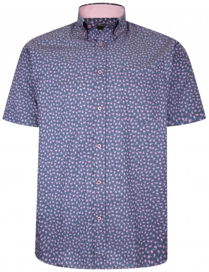 Kam Jeans P012 Premium Short sleeve shirt Navy - Skjorter - Store skjorter - 2XL-8XL