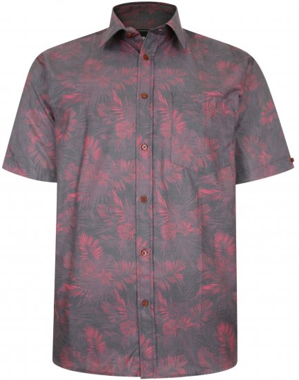 Kam Jeans P013 Premium Floral Print Shirt Burgundy - Skjorter - Store skjorter - 2XL-8XL