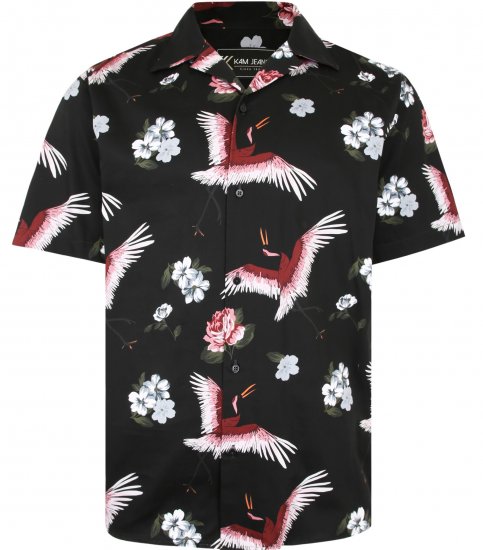 Kam Jeans P016 Flamingo Print Shirt - Skjorter - Store skjorter - 2XL-8XL
