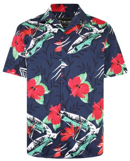 Kam Jeans P017 Casual Floral Print Shirt - Skjorter - Store skjorter - 2XL-8XL