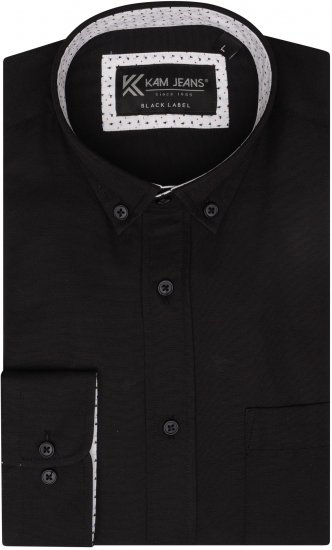 Kam Jeans P020 Premium Long sleeve Oxford Shirt Black - Skjorter - Store skjorter - 2XL-8XL