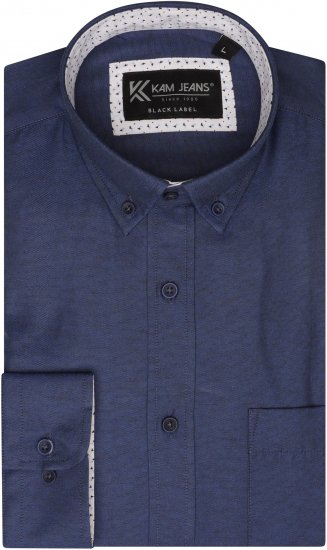 Kam Jeans P020 Premium Long sleeve Oxford Shirt Navy - Skjorter - Store skjorter - 2XL-8XL