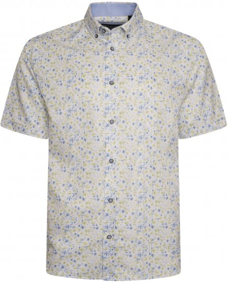 Kam Jeans P036 Premium Floral Print Shirt White - Skjorter - Store skjorter - 2XL-8XL