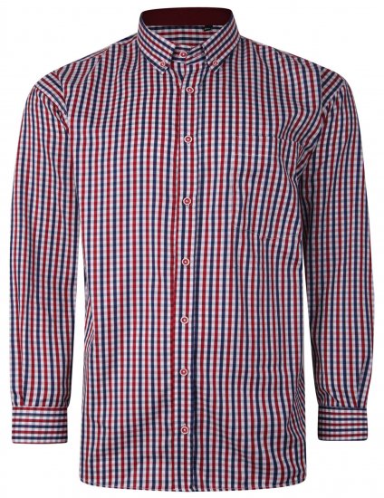 Kam Jeans P640 Premium Gingham Check Shirt LS Red - Skjorter - Store skjorter - 2XL-8XL