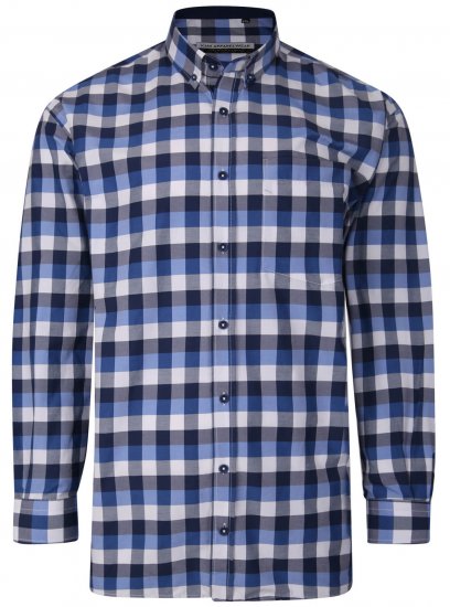 Kam Jeans P642 Premium Large Check Shirt LS Blue - Skjorter - Store skjorter - 2XL-8XL