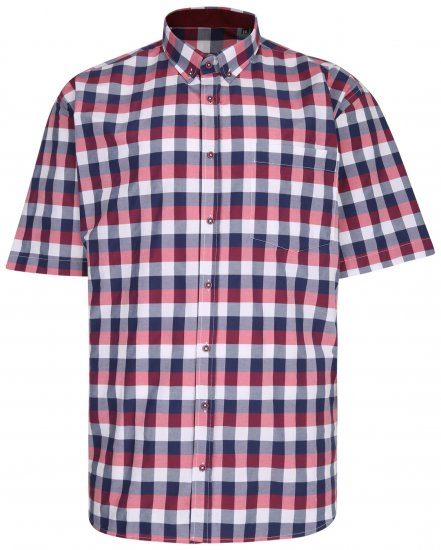 Kam Jeans 642 Premium Short Sleeve Shirt Red - Skjorter - Store skjorter - 2XL-8XL