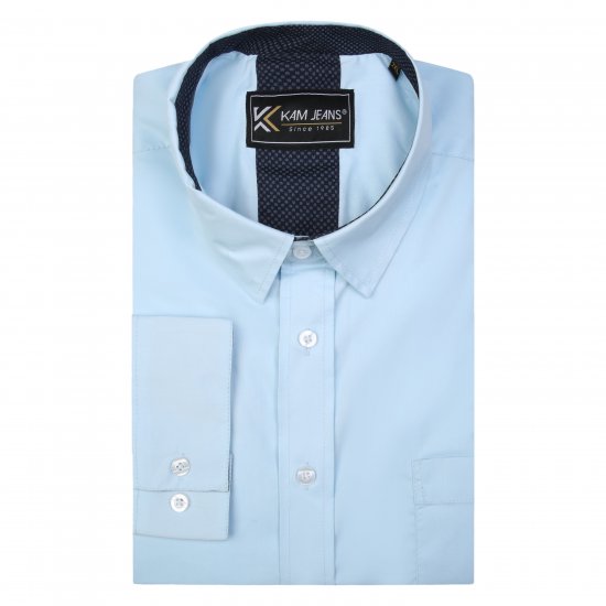 Kam Jeans P684 Premium Stretch Shirt Blue - Skjorter - Store skjorter - 2XL-8XL