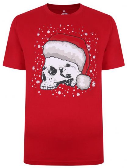 Kam Jeans X008 Santa Skull Print T-Shirt Red - T-skjorter - Store T-skjorter - 2XL-14XL