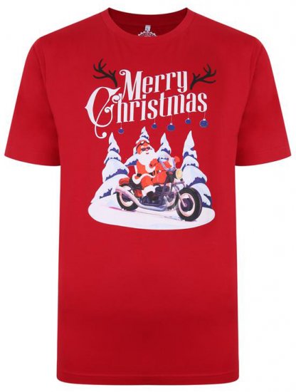 Kam Jeans X009 Santa Biker Print T-Shirt Red - T-skjorter - Store T-skjorter - 2XL-14XL