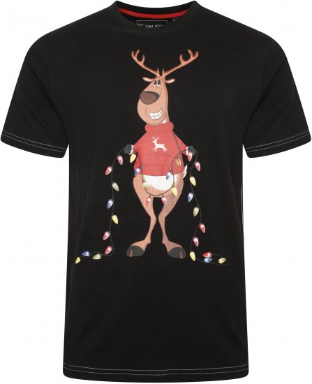 Kam Jeans X028 Rudolph Print T-Shirt Black - T-skjorter - Store T-skjorter - 2XL-14XL