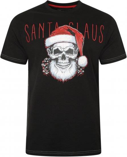 Kam Jeans X029 Santa Claus Skull Print T-Shirt Black - T-skjorter - Store T-skjorter - 2XL-14XL
