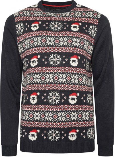 Kam Jeans X032 Snowflake Santa Xmas Sweatshirt Navy - Gensere og hettegensere - Store hettegensere - 2XL-14XL