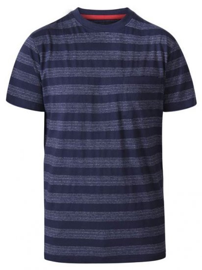 D555 Keegan Crew Neck Stripe T-Shirt Navy - T-skjorter - Store T-skjorter - 2XL-14XL