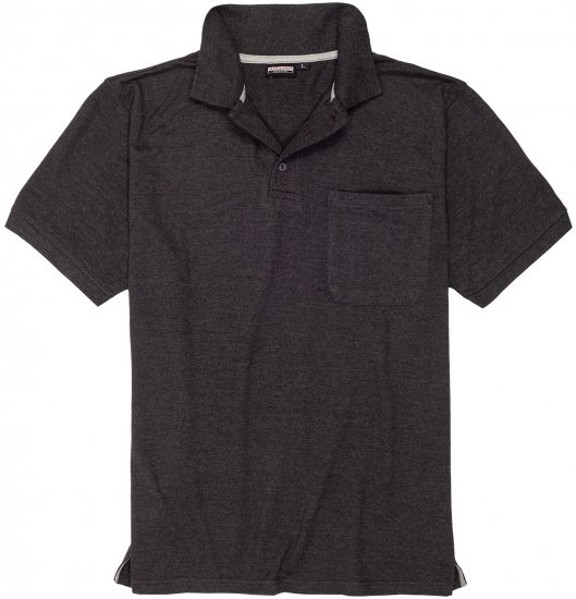 Adamo Klaas Regular fit Polo Shirt with Pocket Charcoal - Polo- & piqueskjorter - Poloskjorte i store størrelser - 2XL-8XL