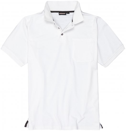 Adamo Klaas Regular fit Polo Shirt with Pocket White - Polo- & piqueskjorter - Poloskjorte i store størrelser - 2XL-8XL