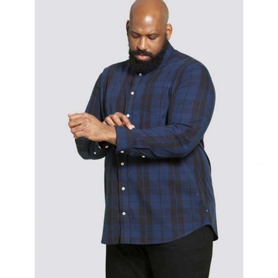 D555 Davenport Long Sleeve Shirt Navy - Skjorter - Store skjorter - 2XL-8XL