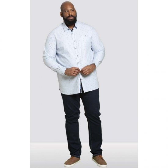 D555 Addington Printed Oxford Shirt Blue - Skjorter - Store skjorter - 2XL-8XL