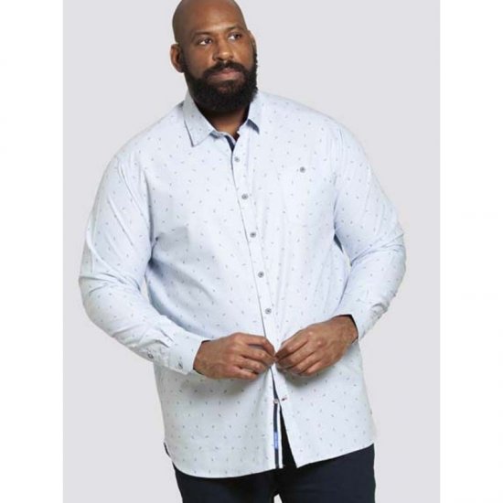 D555 Addington Printed Oxford Shirt Blue - Skjorter - Store skjorter - 2XL-8XL