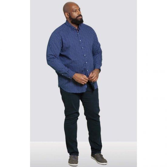 D555 Bainton Long Sleeve Shirt Navy - Skjorter - Store skjorter - 2XL-8XL