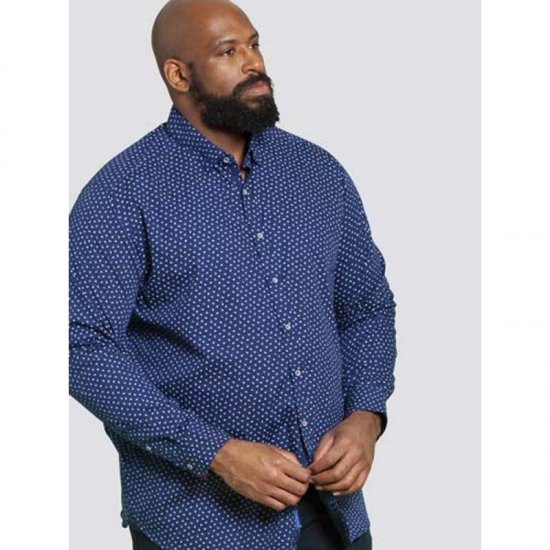D555 Bainton Long Sleeve Shirt Navy - Skjorter - Store skjorter - 2XL-8XL