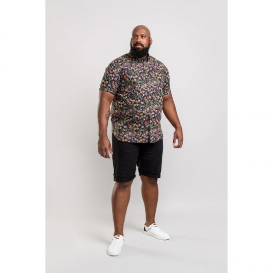 D555 Emmet Floral Shirt Black - Skjorter - Store skjorter - 2XL-8XL