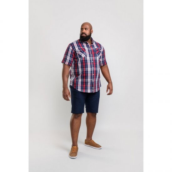 D555 Terell Shirt Navy/Red - Skjorter - Store skjorter - 2XL-8XL