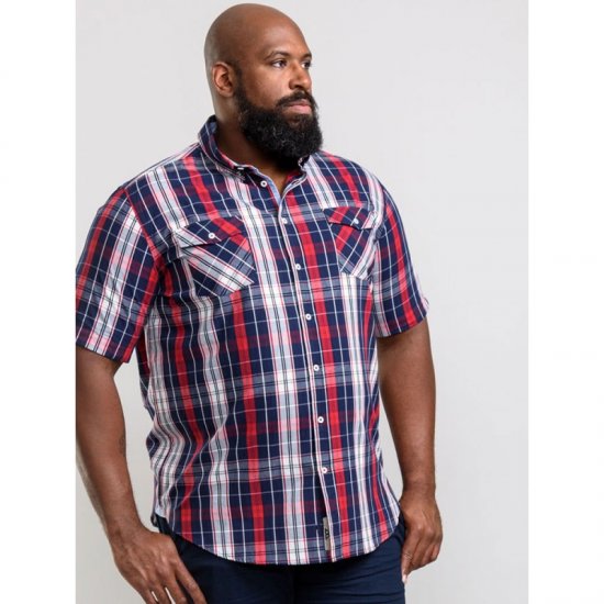 D555 Terell Shirt Navy/Red - Skjorter - Store skjorter - 2XL-8XL