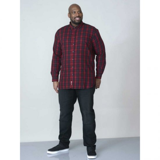 D555 Theo Long Sleeve Check Shirt - Skjorter - Store skjorter - 2XL-8XL